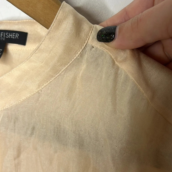 EILEEN FISHER Petite Silk Blend Button Up Rounded Collar Blouse - Picture 4 of 12